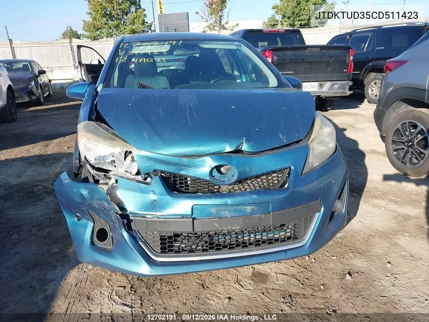 2012 TOYOTA YARIS VIN JTDKTUD35CD511423 — фото 6
