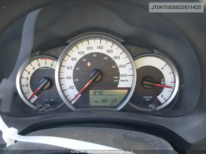 2012 TOYOTA YARIS VIN JTDKTUD35CD511423 — фото 7