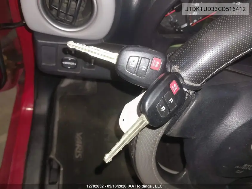 2012 TOYOTA YARIS VIN JTDKTUD33CD516412 — фото 11