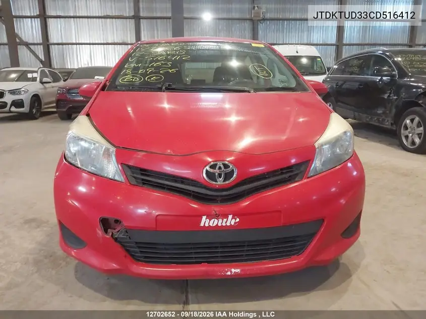 2012 TOYOTA YARIS VIN JTDKTUD33CD516412 — фото 13