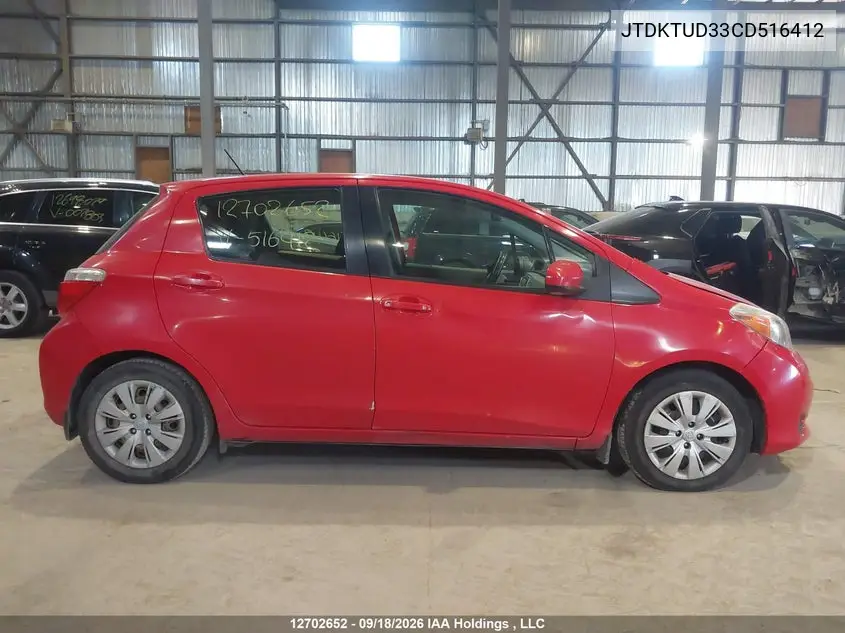 2012 TOYOTA YARIS VIN JTDKTUD33CD516412 — фото 14