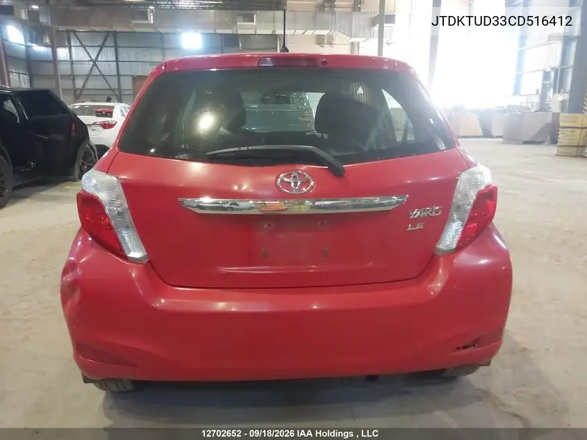 2012 TOYOTA YARIS VIN JTDKTUD33CD516412 — фото 17