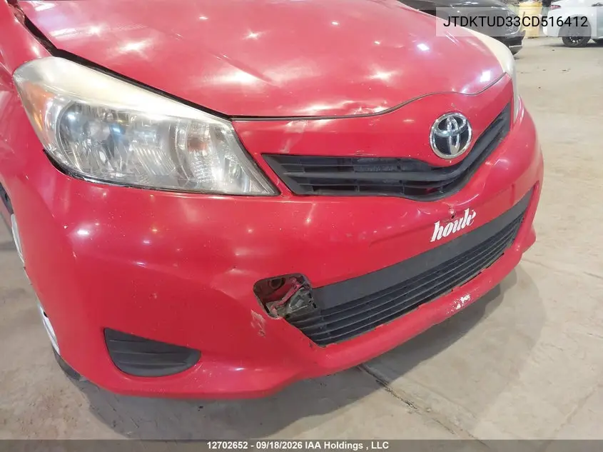 2012 TOYOTA YARIS VIN JTDKTUD33CD516412 — фото 6