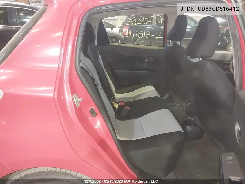 2012 TOYOTA YARIS VIN JTDKTUD33CD516412 — фото 8
