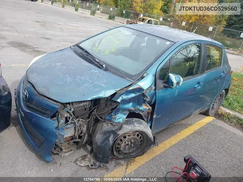 2012 TOYOTA YARIS VIN JTDKTUD36CD529560 — фото 2