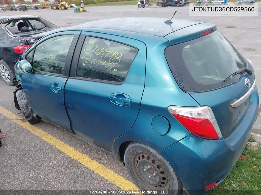 2012 TOYOTA YARIS VIN JTDKTUD36CD529560 — фото 3