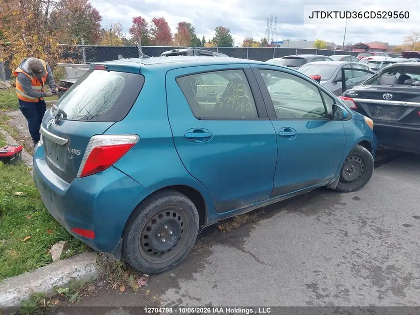 2012 TOYOTA YARIS VIN JTDKTUD36CD529560 — фото 4