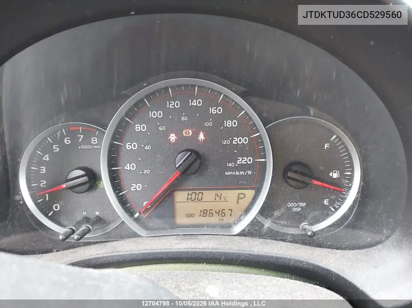 2012 TOYOTA YARIS VIN JTDKTUD36CD529560 — фото 7