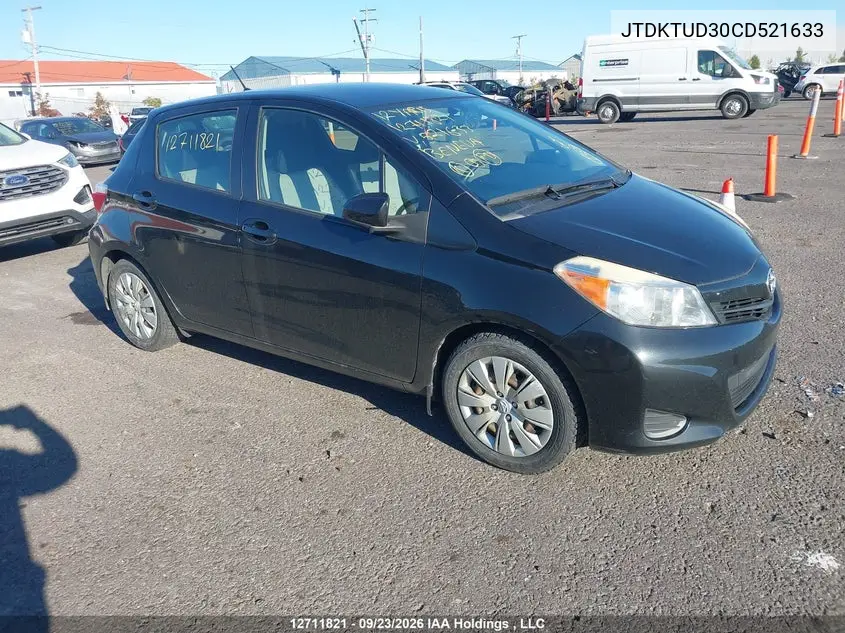 TOYOTA YARIS 2012, VIN JTDKTUD30CD521633