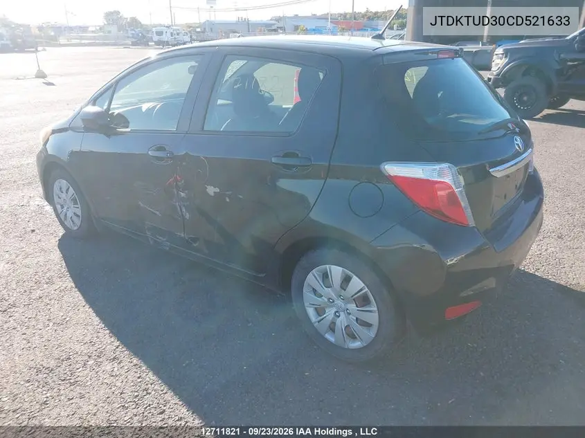 2012 TOYOTA YARIS VIN JTDKTUD30CD521633 — фото 3