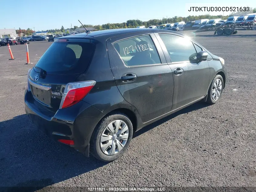 2012 TOYOTA YARIS VIN JTDKTUD30CD521633 — фото 4