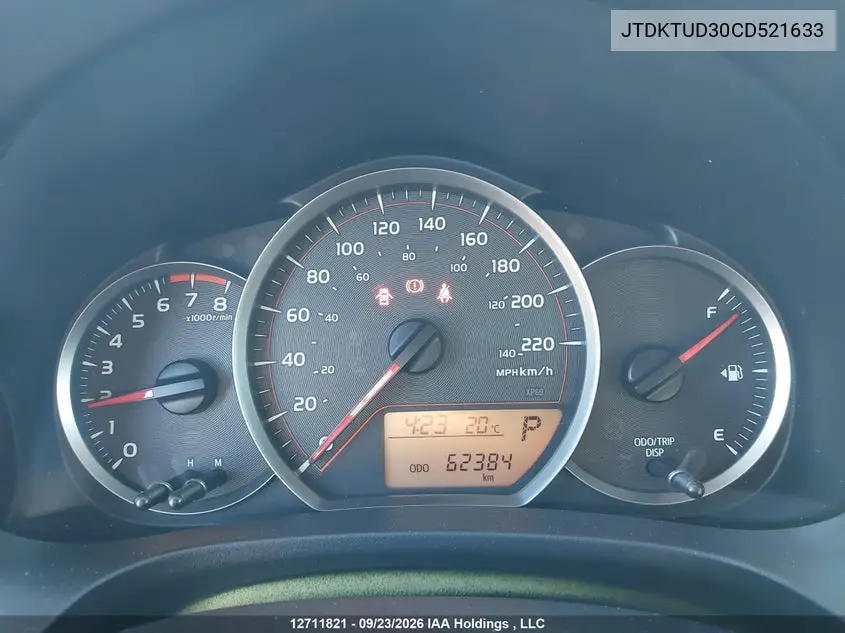 2012 TOYOTA YARIS VIN JTDKTUD30CD521633 — фото 7