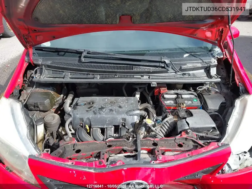 2012 TOYOTA YARIS VIN JTDKTUD36CD531941 — фото 10