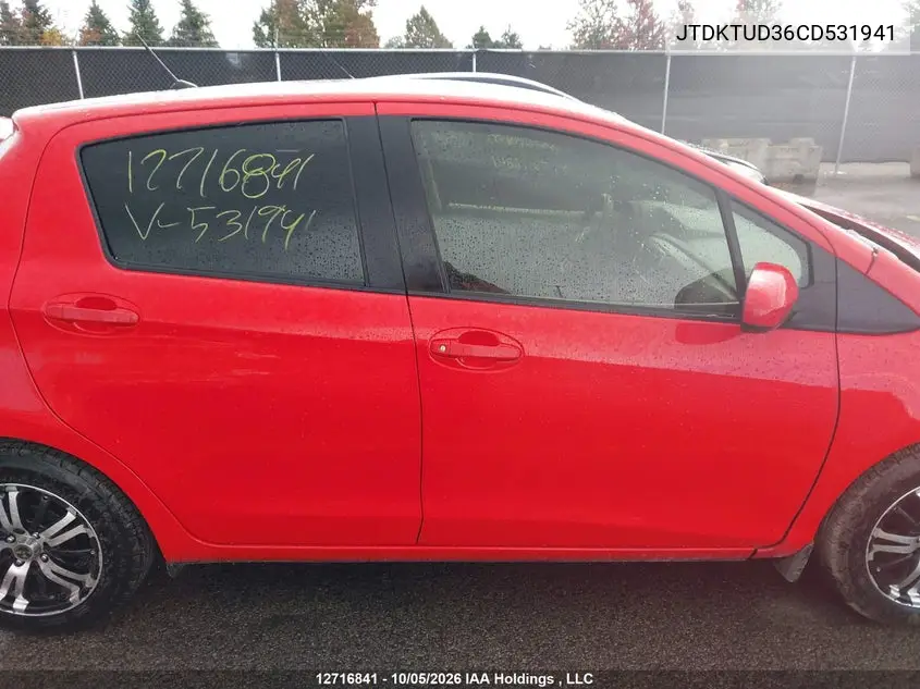 2012 TOYOTA YARIS VIN JTDKTUD36CD531941 — фото 14