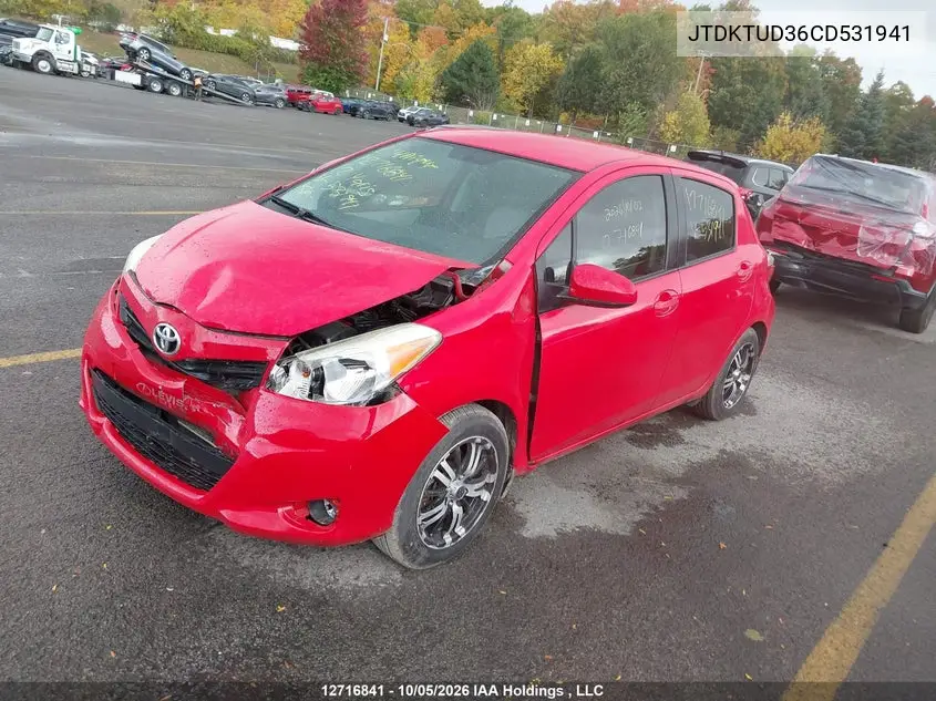 2012 TOYOTA YARIS VIN JTDKTUD36CD531941 — фото 2