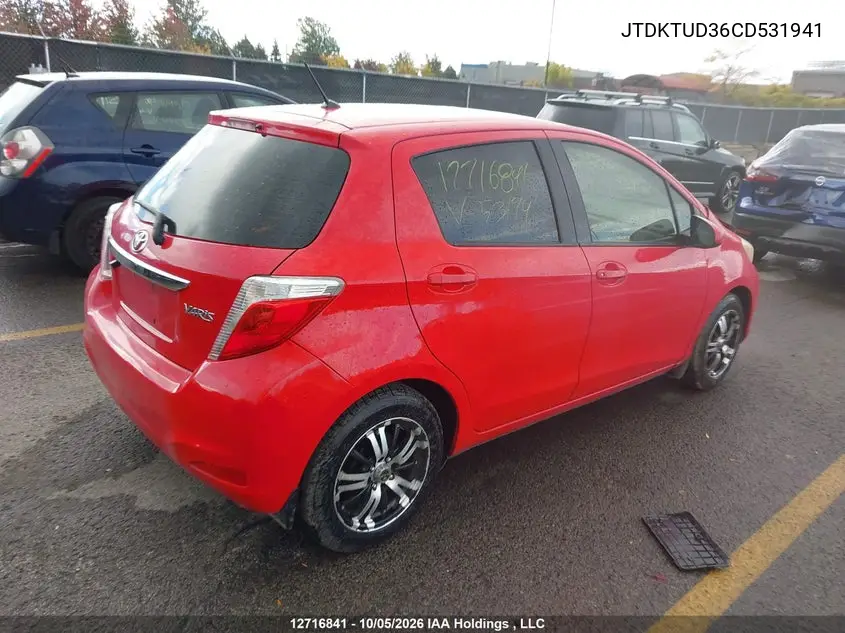 2012 TOYOTA YARIS VIN JTDKTUD36CD531941 — фото 4