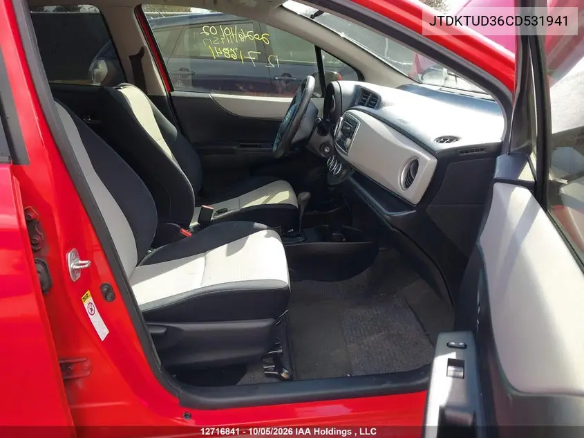 2012 TOYOTA YARIS VIN JTDKTUD36CD531941 — фото 5