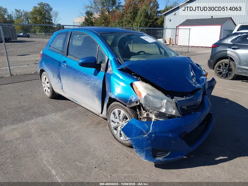 TOYOTA YARIS 2012, VIN JTDJTUD30CD514063