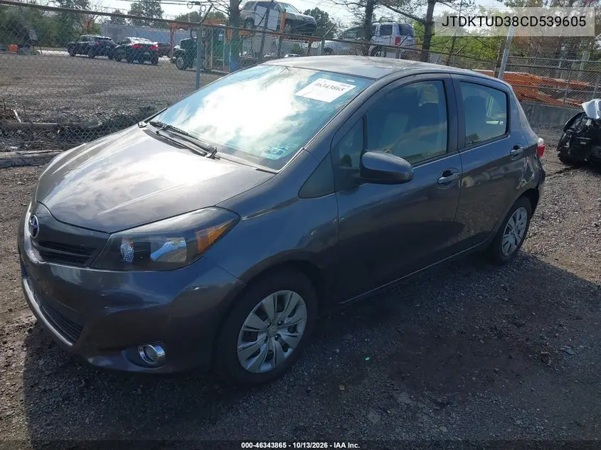 2012 TOYOTA YARIS VIN JTDKTUD38CD539605 — фото 2