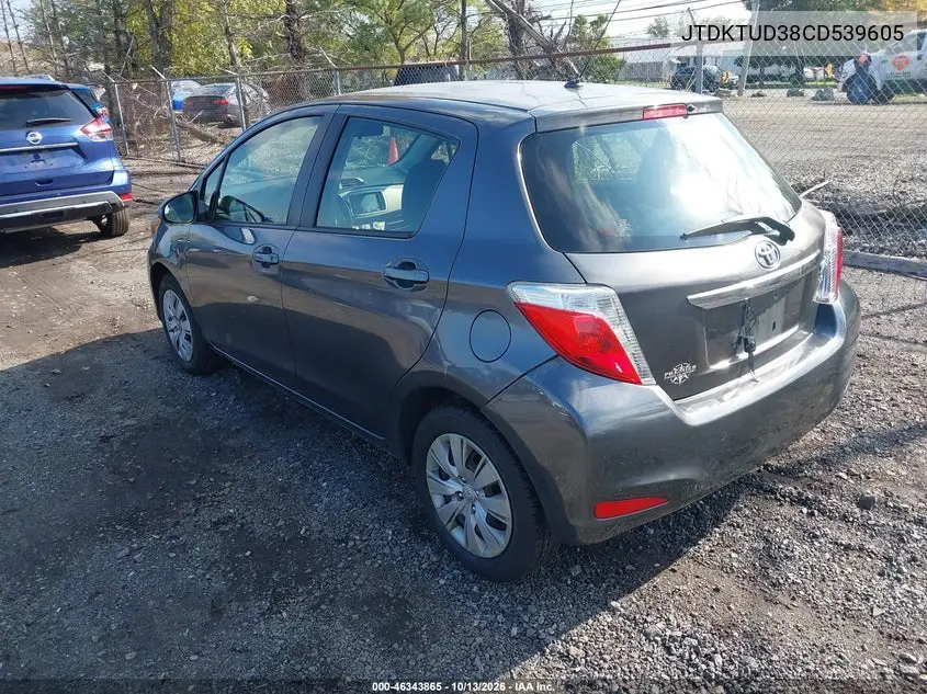2012 TOYOTA YARIS VIN JTDKTUD38CD539605 — фото 3