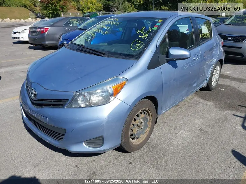 2014 TOYOTA YARIS VIN VNKKTUD32EA005169 — фото 2