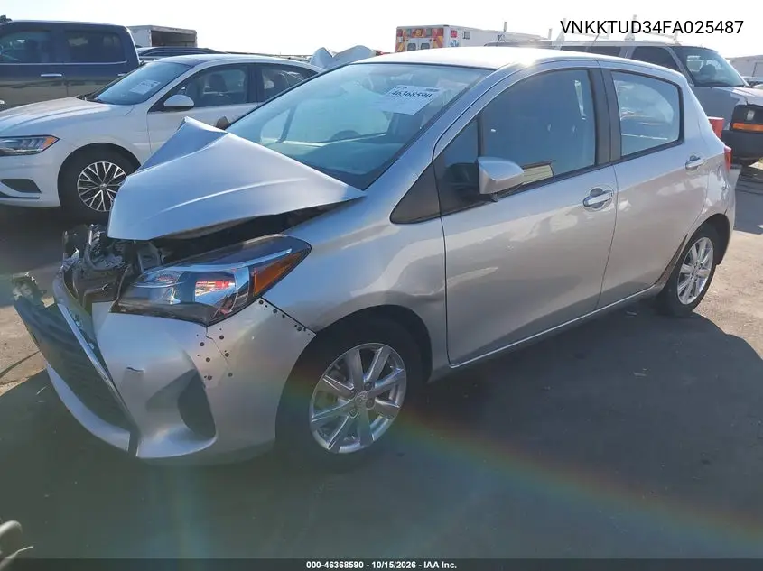 2015 TOYOTA YARIS VIN VNKKTUD34FA025487 — фото 2