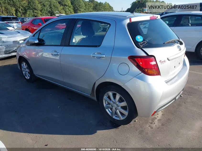 2015 TOYOTA YARIS VIN VNKKTUD34FA025487 — фото 3