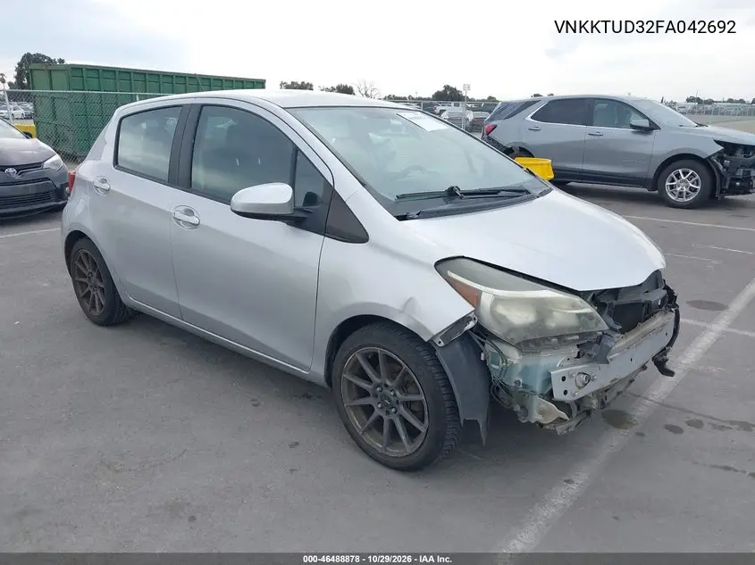 TOYOTA YARIS 2015, VIN VNKKTUD32FA042692