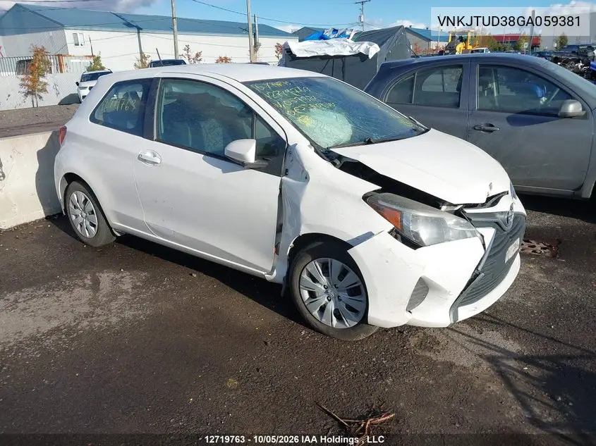 TOYOTA YARIS 2016, VIN VNKJTUD38GA059381
