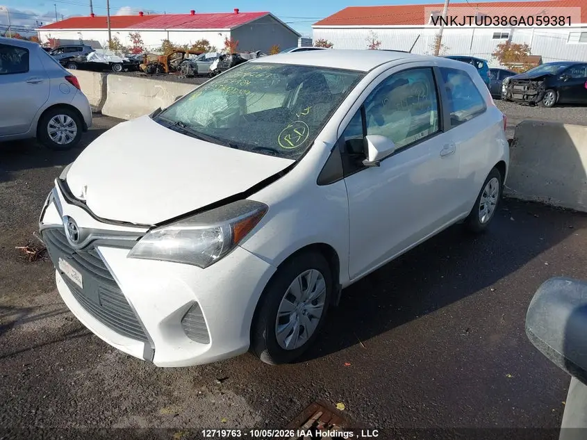 2016 TOYOTA YARIS VIN VNKJTUD38GA059381 — фото 2