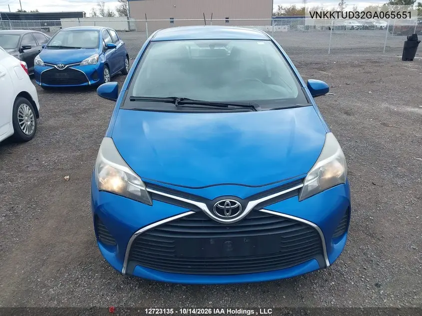 2016 TOYOTA YARIS VIN VNKKTUD32GA065651 — фото 12