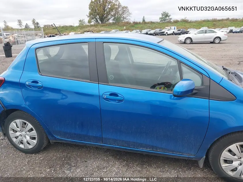 2016 TOYOTA YARIS VIN VNKKTUD32GA065651 — фото 13