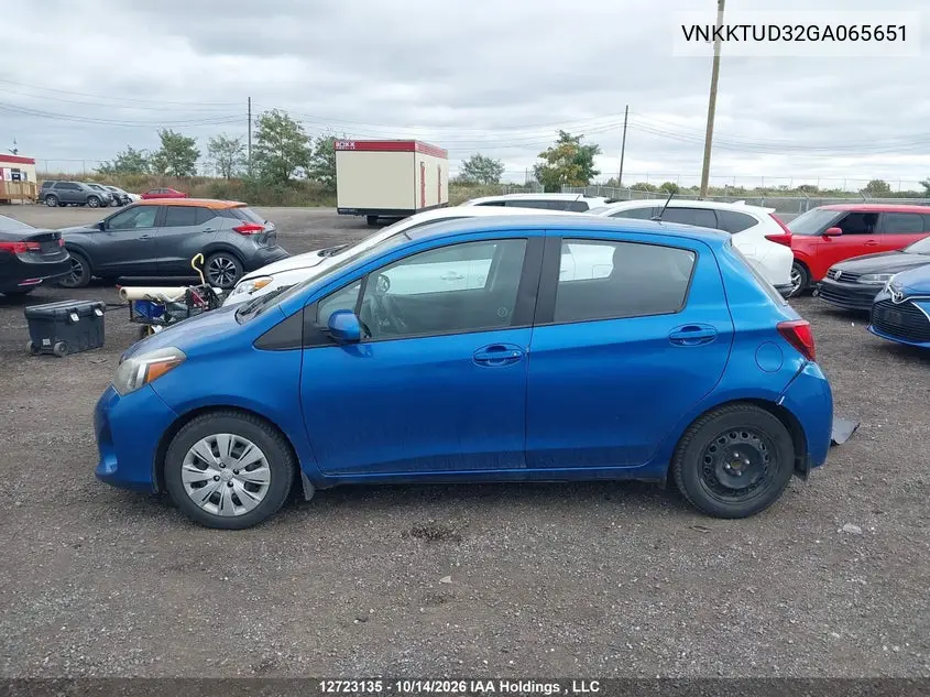 2016 TOYOTA YARIS VIN VNKKTUD32GA065651 — фото 14