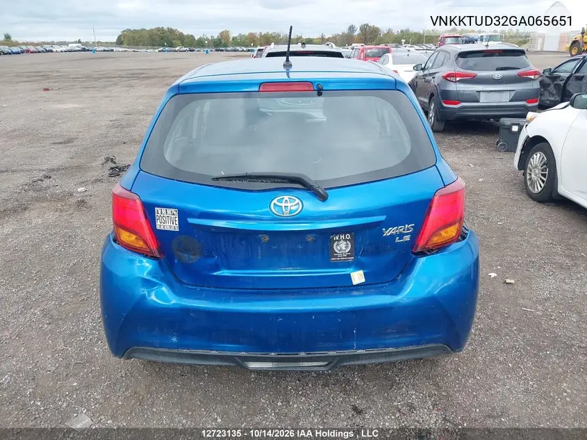 2016 TOYOTA YARIS VIN VNKKTUD32GA065651 — фото 16