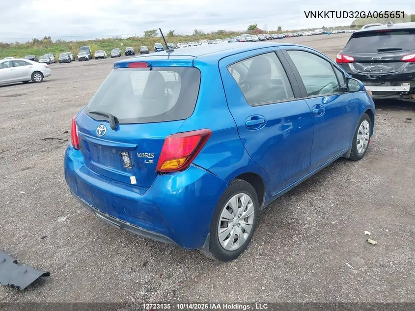 2016 TOYOTA YARIS VIN VNKKTUD32GA065651 — фото 4