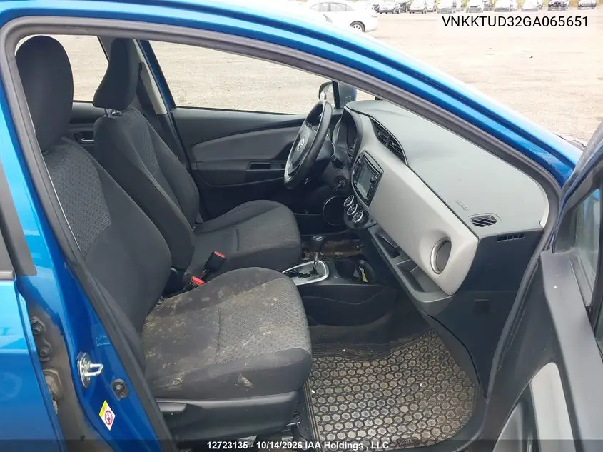 2016 TOYOTA YARIS VIN VNKKTUD32GA065651 — фото 5