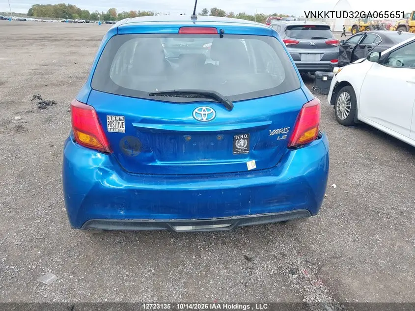 2016 TOYOTA YARIS VIN VNKKTUD32GA065651 — фото 6