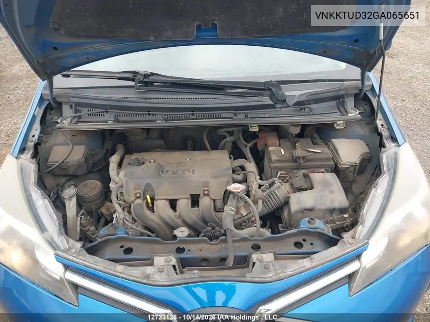 2016 TOYOTA YARIS VIN VNKKTUD32GA065651 — фото 9