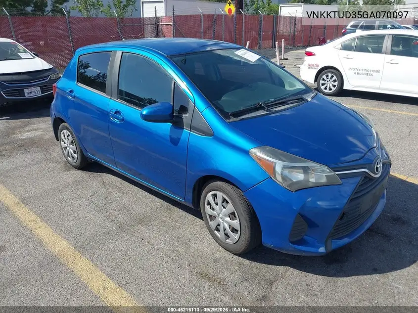 TOYOTA YARIS 2016, VIN VNKKTUD35GA070097