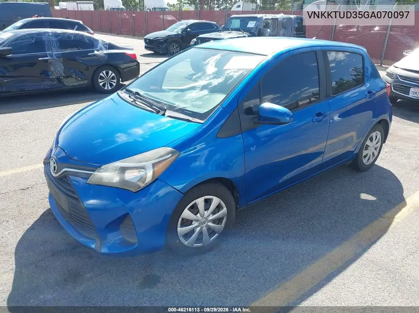 2016 TOYOTA YARIS VIN VNKKTUD35GA070097 — фото 2