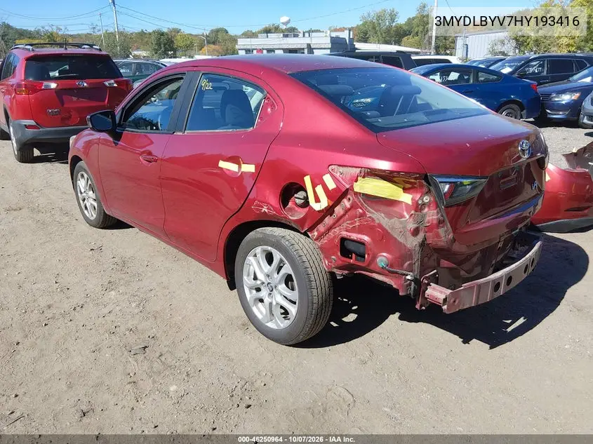 2017 TOYOTA YARIS VIN 3MYDLBYV7HY193416 — фото 3