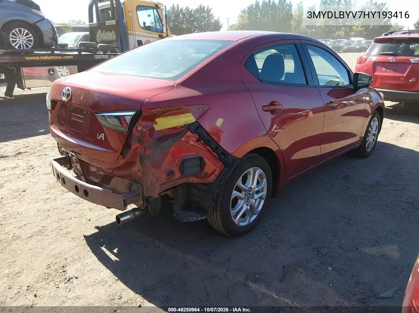 2017 TOYOTA YARIS VIN 3MYDLBYV7HY193416 — фото 4