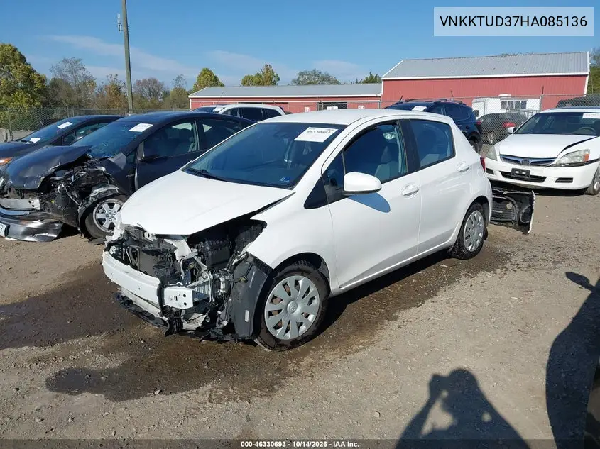 2017 TOYOTA YARIS VIN VNKKTUD37HA085136 — фото 2