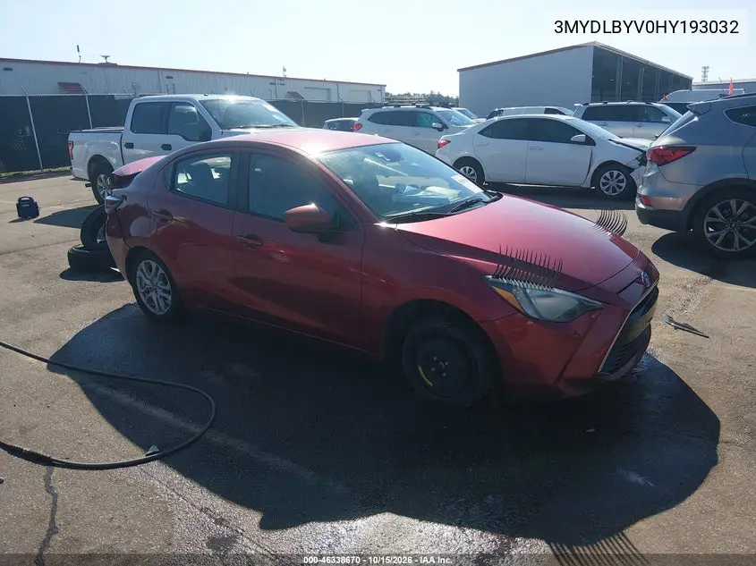 TOYOTA YARIS 2017, VIN 3MYDLBYV0HY193032