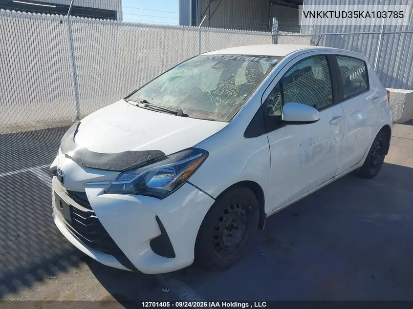 2019 TOYOTA YARIS VIN VNKKTUD35KA103785 — фото 2