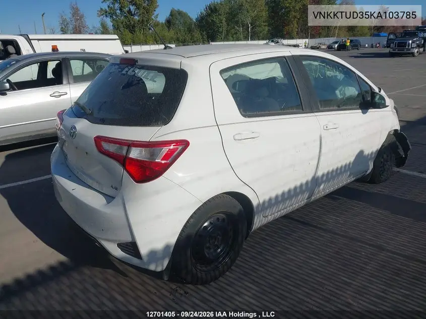 2019 TOYOTA YARIS VIN VNKKTUD35KA103785 — фото 4