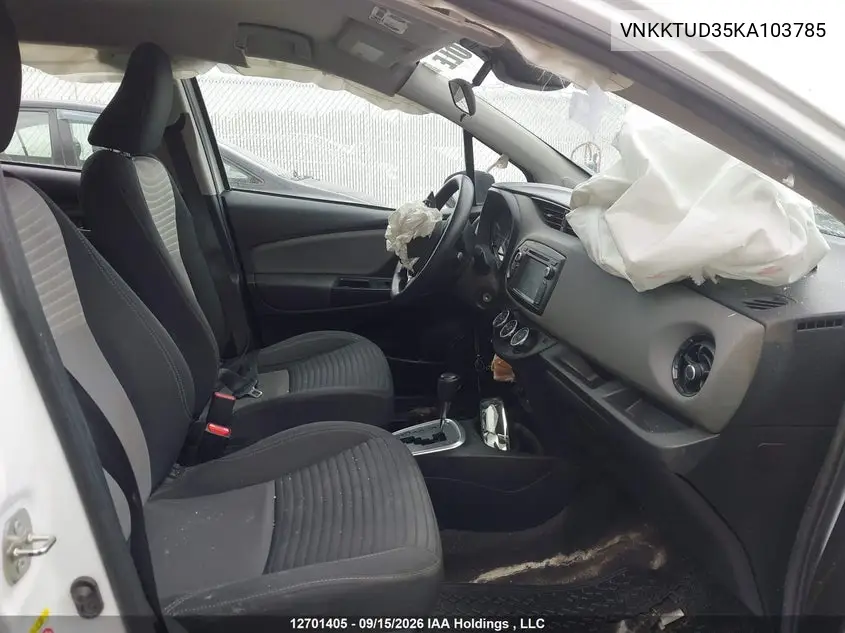 2019 TOYOTA YARIS VIN VNKKTUD35KA103785 — фото 5