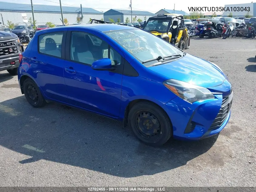 TOYOTA YARIS 2019, VIN VNKKTUD35KA103043