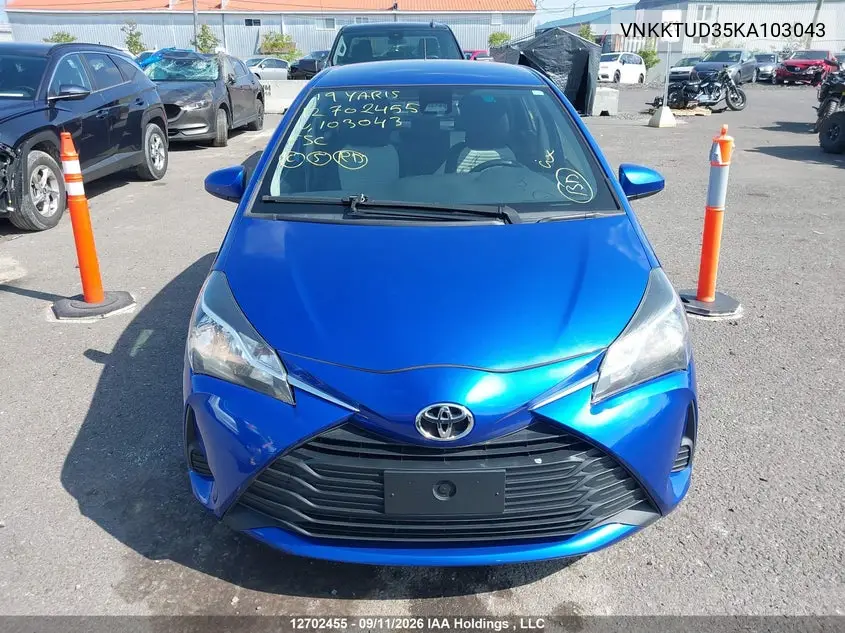2019 TOYOTA YARIS VIN VNKKTUD35KA103043 — фото 11