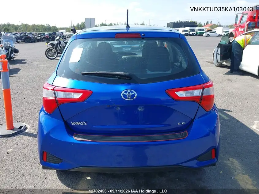 2019 TOYOTA YARIS VIN VNKKTUD35KA103043 — фото 15